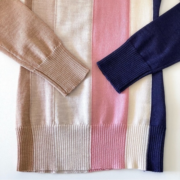 Paper London Dolly Wool Jumper Tonal Stripe Mock Neck Fitted Sweater XS - Picture 11 of 16